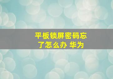 平板锁屏密码忘了怎么办 华为